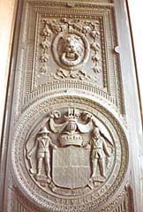 [photo, Reverse of State Seal, State House entrance door, Annapolis, Maryland]